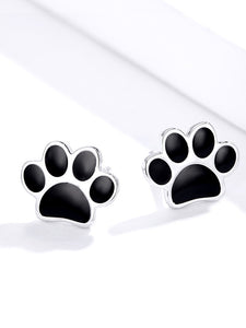 Black paw Earrings in Sterling Silver