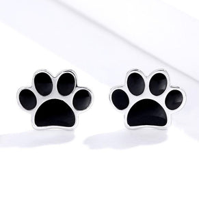 Black paw Earrings in Sterling Silver