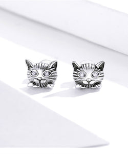 Sterling Silver Kitty Studs
