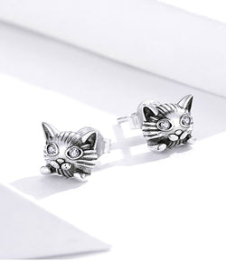 Sterling Silver Kitty Studs
