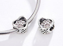 Load image into Gallery viewer, Sterling Silver Cat Pawprint Charm for Bracelet
