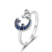 Load image into Gallery viewer, Blue Moon Cat Ring with Sterling Silver and Cubic Zirconia

