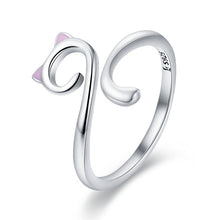 Load image into Gallery viewer, Sterling Silver 925 Adjustable Ring with Pink Ears
