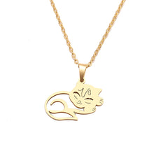 Load image into Gallery viewer, Gold Sleeping Cat Necklace
