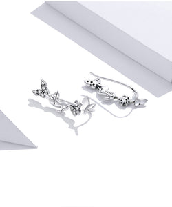 Sterling Silver Cat & Butterfly Earrings