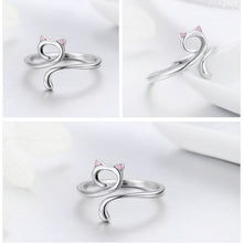 Load image into Gallery viewer, Sterling Silver 925 Adjustable Ring with Pink Ears
