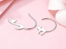 Load image into Gallery viewer, Sterling Silver 925 Cat Drop Earrings
