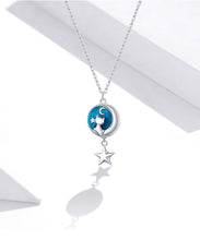 Load image into Gallery viewer, Blue Moon Cat Necklace in Sterling Silver

