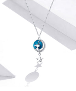 Blue Moon Cat Necklace in Sterling Silver