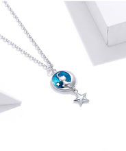 Load image into Gallery viewer, Blue Moon Cat Necklace in Sterling Silver
