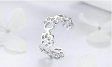 Load image into Gallery viewer, Adjustable Cat Paw Ring in Sterling Silver 925 

