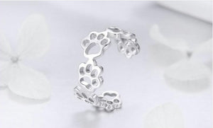 Adjustable Cat Paw Ring in Sterling Silver 925 