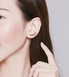 Rose gold plated Paw Print Cuff Earrings
