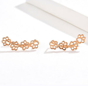 Rose Gold plated Paw Print Cuff Earrings
