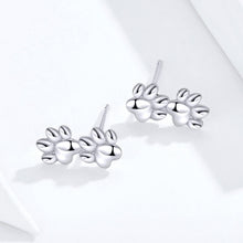 Load image into Gallery viewer, Cat Footprint earrings in sterling silver
