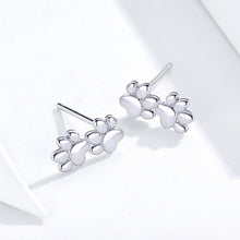 Load image into Gallery viewer, Cat Footprint earrings in sterling silver
