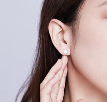Load image into Gallery viewer, Sterling Silver and Opal Cat Ear Stud Earrings
