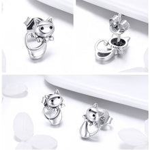 Load image into Gallery viewer, Sterling Silver 925 Dancing Cat Earrings
