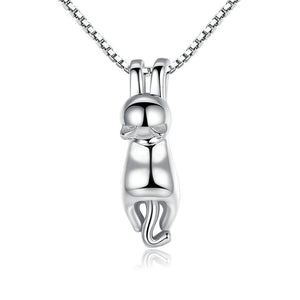 Sterling Silver 925 Hanging cat necklace