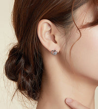 Load image into Gallery viewer, Pink Heart Paw Earrings in Sterling Silver
