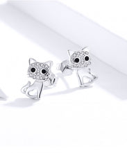 Load image into Gallery viewer, Rhinestone Cat Earrings with Sterling Silver
