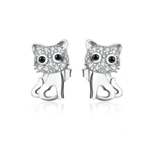 Load image into Gallery viewer, Rhinestone Cat Earrings with Sterling Silver
