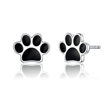 Load image into Gallery viewer, Black paw Earrings in Sterling Silver
