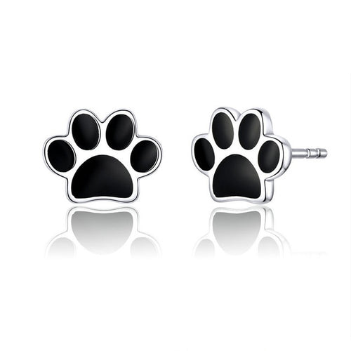 Black paw Earrings in Sterling Silver