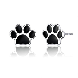 Black paw Earrings in Sterling Silver