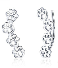 Load image into Gallery viewer, Sterling Silver 925 Paw Print Cuff Earrings
