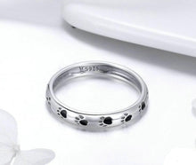 Load image into Gallery viewer, Pawprint Ring Sterling Silver 925 with black enamel
