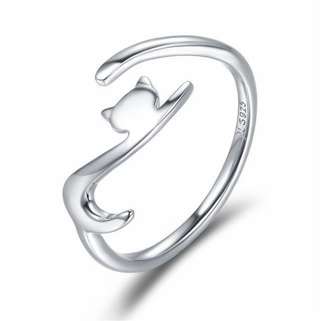 Sterling Silver 925 Adjustable Cat Tail Ring