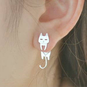 Cat Fish Stud Earrings in Sterling Silver