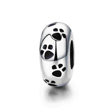 Load image into Gallery viewer, Sterling Silver Cat Pawprint Charm for bracelet
