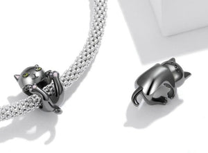 Noir Cat Charm with Green Eyes