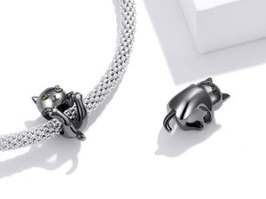 Noir Cat Charm with Green Eyes