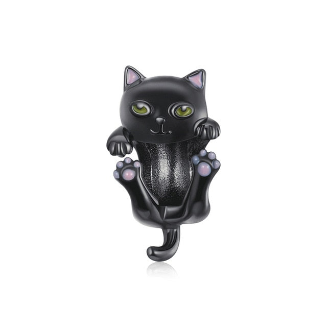 Noir Cat Charm with Green Eyes