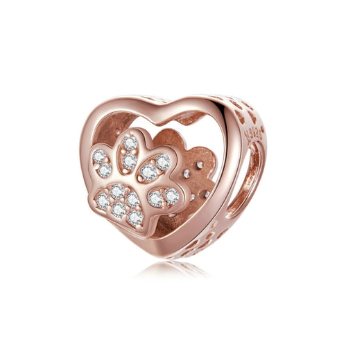 Rose Gold Cat Pawprint Charm for Bracelet