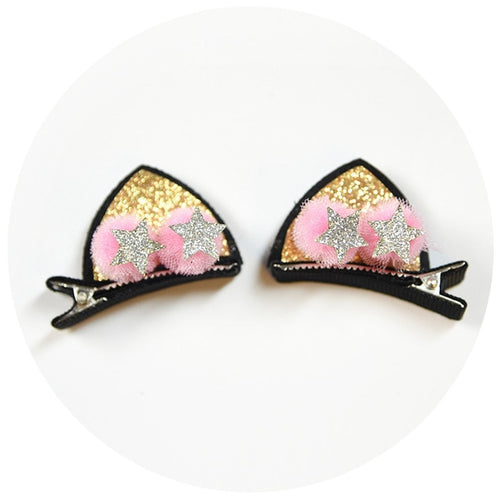 Gold Glitter Cat Ear Hair Clip