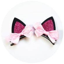Load image into Gallery viewer, Pink Bow Cat Ear Hair Clip
