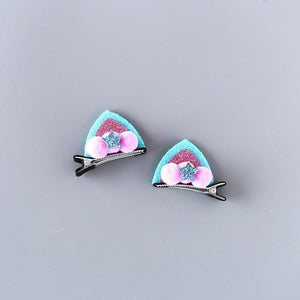 Blue and Pink Cat Ear Hair Clip