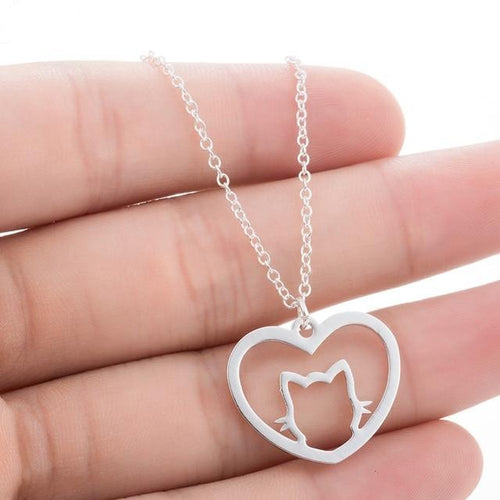 I love cats necklace in Silver