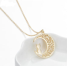 Load image into Gallery viewer, Gold Moon Cat Necklace

