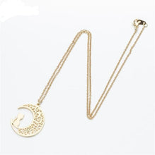 Load image into Gallery viewer, Gold Moon Cat Necklace
