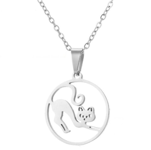 Silver Cheeky Cat Necklace with pendant