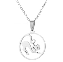 Load image into Gallery viewer, Silver Cheeky Cat Necklace with pendant
