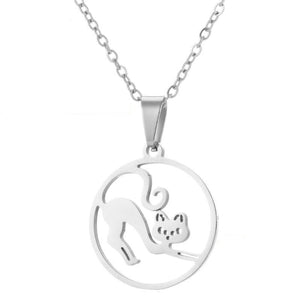 Silver Cheeky Cat Necklace with pendant