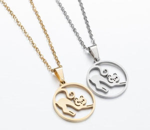 Gold & Silver Cheeky Cat Necklaces with pendant