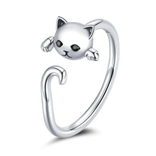 Load image into Gallery viewer, Sterling Silver Cute Tail Cat Ring
