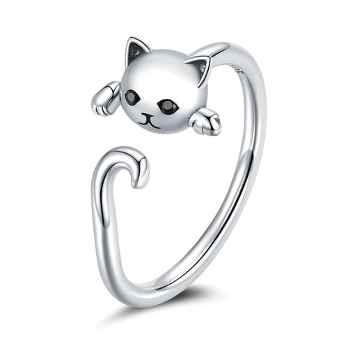 Sterling Silver Cute Tail Cat Ring